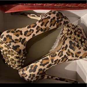 Cheetah print studded platform